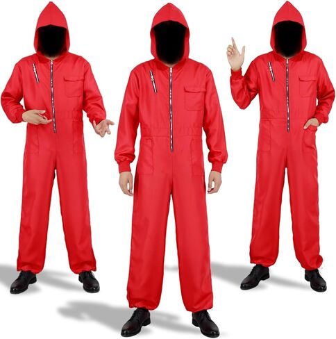 زي الهالوين للبالغين للرجال بذلة حمراء لملابس العمل التنكرية in Kuwait