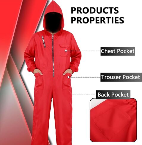 زي الهالوين للبالغين للرجال بذلة حمراء لملابس العمل التنكرية in Kuwait