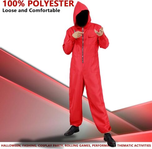 زي الهالوين للبالغين للرجال بذلة حمراء لملابس العمل التنكرية in Kuwait