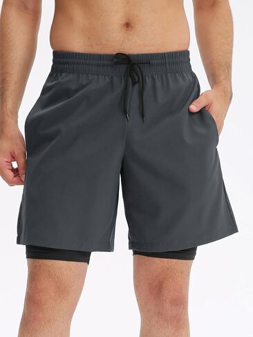 Men's Quick-Dry Athletic Shorts with Pockets, Lightweight Workout Shorts, Breathable Running Shorts with Elastic Waistband in Saudi Arabia