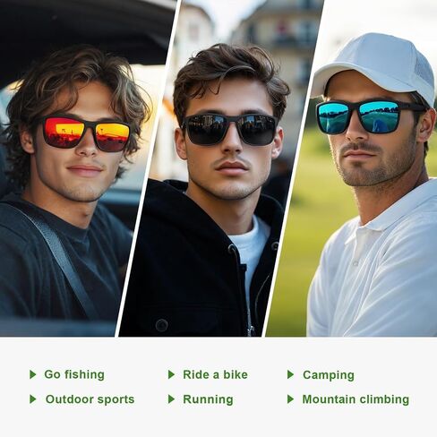 Fanshen Square Polarized Sunglasses for Men, 3 Pack Lightweight UV Protection Sun Glasses for Driving Fishing Golf in Kuwait