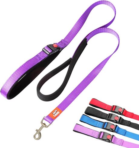 Canny Leash Connect | Heavy Duty Dog Leash | Small, Medium, & Large Dogs | Leash with Handle, Buckle, Padded Grip & Secure Clip | Tie Your Dog Anywhere, Length 4ft, Width 5/8in, Blue in Saudi Arabia
