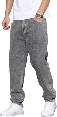 GORGLITTER Men's Baggy Jeans 90s Vintage High Waist Denim Pants Hip Hop Streetwear Trousers in Saudi Arabia