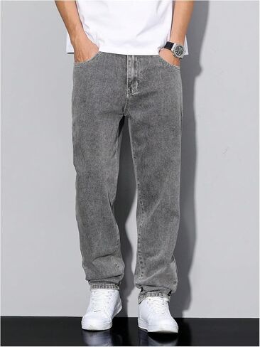 GORGLITTER Men's Baggy Jeans 90s Vintage High Waist Denim Pants Hip Hop Streetwear Trousers in Saudi Arabia