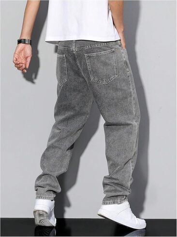 GORGLITTER Men's Baggy Jeans 90s Vintage High Waist Denim Pants Hip Hop Streetwear Trousers in Saudi Arabia
