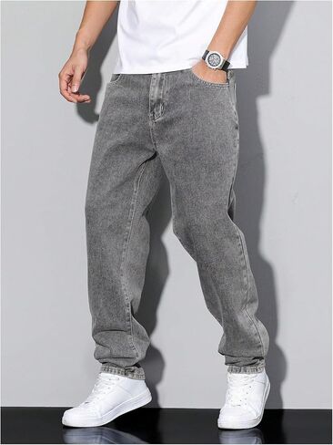 GORGLITTER Men's Baggy Jeans 90s Vintage High Waist Denim Pants Hip Hop Streetwear Trousers in Saudi Arabia