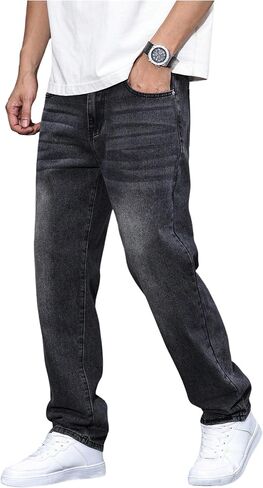 GORGLITTER Men's Baggy Jeans 90s Vintage High Waist Denim Pants Hip Hop Streetwear Trousers in Saudi Arabia