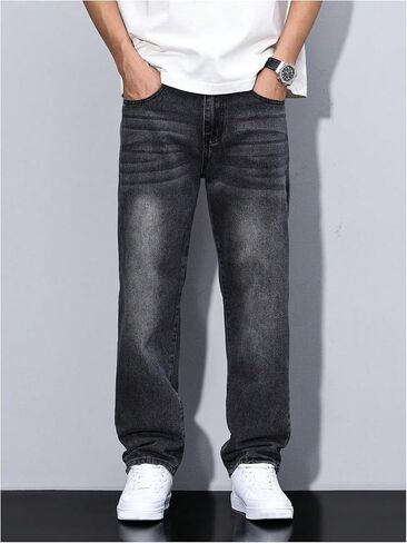 GORGLITTER Men's Baggy Jeans 90s Vintage High Waist Denim Pants Hip Hop Streetwear Trousers in Saudi Arabia