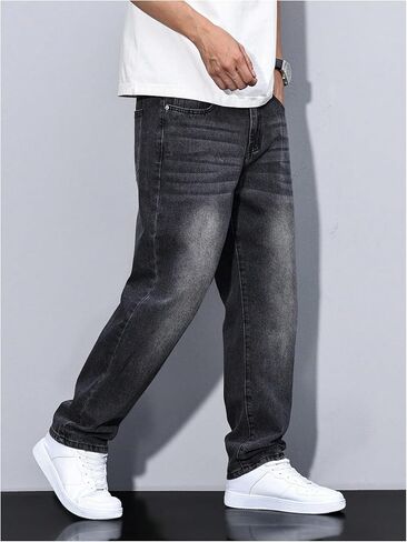 GORGLITTER Men's Baggy Jeans 90s Vintage High Waist Denim Pants Hip Hop Streetwear Trousers in Saudi Arabia