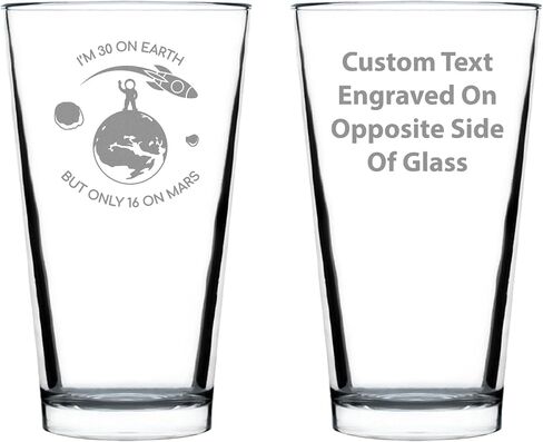 Age on Mars 30 - Pint Glass for Beer - Unique Funny 30th Birthday Gifts for Women and Men - 16 oz Glasses in Saudi Arabia