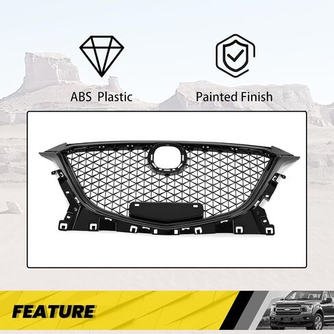 KUAFU Front Grill Compatible with 2014 2015 2016 Mazda 3 Axela Bumper Upper Hood Grille Painted Black in Saudi Arabia