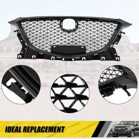 KUAFU Front Grill Compatible with 2014 2015 2016 Mazda 3 Axela Bumper Upper Hood Grille Painted Black in Saudi Arabia