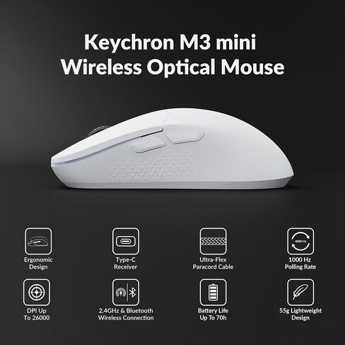 M3 Mini 4K Wireless Mouse Signature Edition 5.1/2.4 جيجا هرتز/ماوس ضوئي سلكي، مستشعر PixArt 3395 خفيف الوزن للغاية وقابل للبرمجة 55 جرام مع ما يصل إلى 26,000 نقطة في البوصة/ 650 IPS لنظام التشغيل Windows Mac Linux - أسود in Saudi Arabia