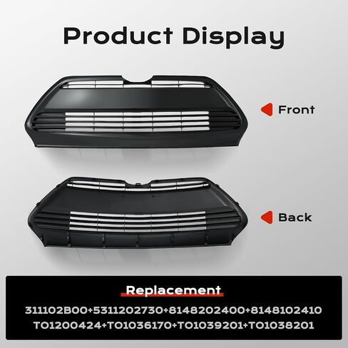 KARPAL Front Bumper Grille Upper and Lower Grill Set with Fog Covers Brackets Fit for 2017 2018 2019 Toyota Corolla LE XLE CE in Saudi Arabia