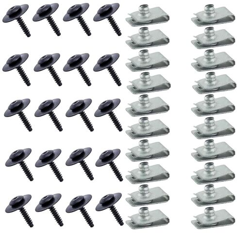 11548270 Fender Liner Splash Shield Bolt Screw Nut 11548270 متوافق مع GM شيفروليه كامارو إكوينوكس إمبالا ماليبو كولورادو كروز ترافيرس كاديلاك XT5 XTS ATS CT6 CTS 20 مجموعة in Kuwait