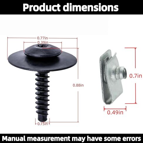 11548270 Fender Liner Splash Shield Bolt Screw Nut 11548270 متوافق مع GM شيفروليه كامارو إكوينوكس إمبالا ماليبو كولورادو كروز ترافيرس كاديلاك XT5 XTS ATS CT6 CTS 20 مجموعة in Kuwait