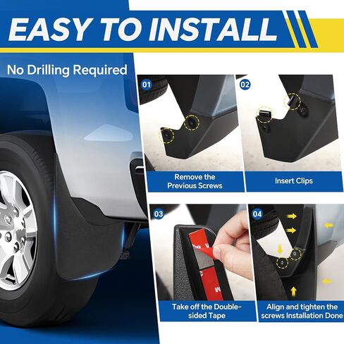 Mud Flaps for 2018 2017 2016 2015 2014Chevy Silverado 1500 | Front and Rear Mud Flap| All Weather Splash Guards, Durable |No Drilling Required （4PCS） in Saudi Arabia