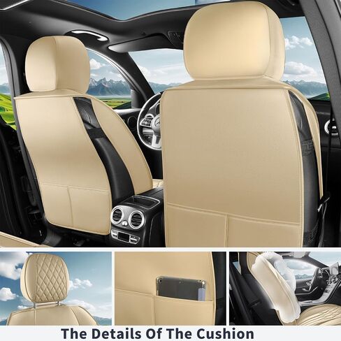 5PCS Leather Car Seat Covers - Waterproof Protection, Super Breathable, Stylish Auto Accessories for Most Car Front and Back - Universal Car Seat Cover - Black/Red-Diamond in Saudi Arabia
