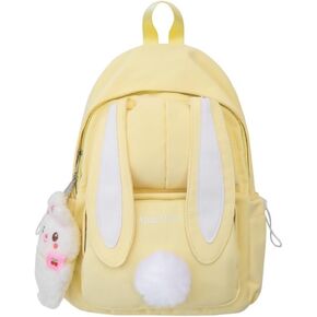 حقيبة ظهر Kawaii Bunny Ear للفتيات المراهقات والنساء حقيبة مدرسية للسفر مع قلادة لطيفة (وردي) in Kuwait