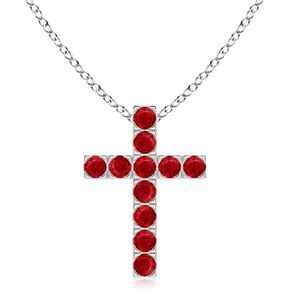 Angara Natural Ruby Pendant for Women | Flat Prong-Set Ruby Cross Pendant in 14K Solid Gold/Platinum | July Birthday, Anniversary, Gemstone Jewellery Gift in Saudi Arabia