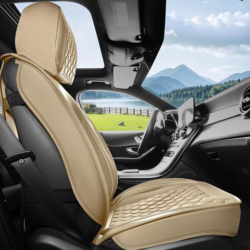 5PCS Leather Car Seat Covers - Waterproof Protection, Super Breathable, Stylish Auto Accessories for Most Car Front and Back - Universal Car Seat Cover - Black/Red-Diamond in Saudi Arabia