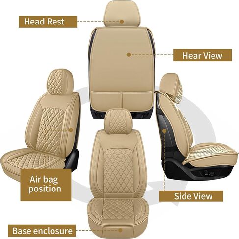 5PCS Leather Car Seat Covers - Waterproof Protection, Super Breathable, Stylish Auto Accessories for Most Car Front and Back - Universal Car Seat Cover - Black/Red-Diamond in Saudi Arabia