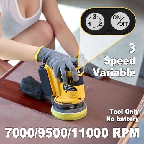 Random Orbit Sander for DEWALT 20v Battery, Cordless Brushless Motor Variable Speed Orbital Hand Sander with Dust Collector for Sanding and Polishing (Tool Only,No Battery) in Saudi Arabia