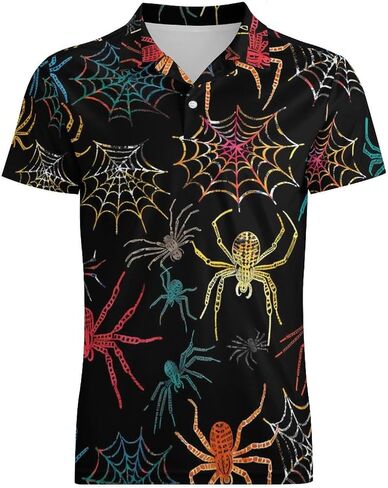 Colorful Spider Men's Polo Shirt Short Sleeve T Shirt Casual Summer Golf Shirt Athletic Top in Saudi Arabia