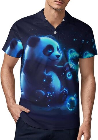Cute Panda Men's Polo Shirt Short Sleeve T Shirt Casual Summer Golf Shirt Athletic Top in Saudi Arabia