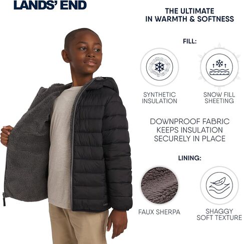سترة منتفخة معزولة مبطنة بصوف الشيربا الصناعي ذات وجهين للأولاد من Lands' End Boys (S-XL) in Saudi Arabia