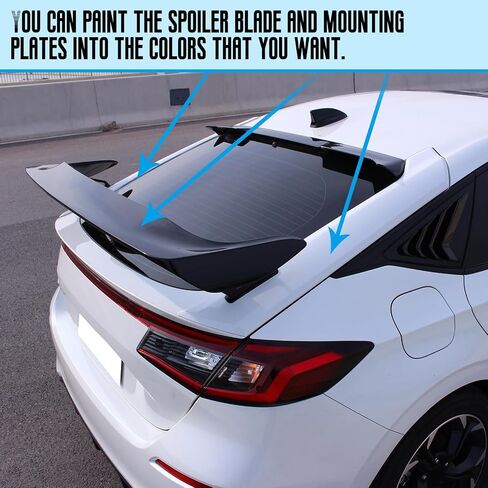 FREEMOTOR802 Rear Trunk Spoiler Fits 2022-2025 Honda Civic 11th Gen Hatchback, ABS Plastic Type R Style Primer Black Deck Lid Spoiler Rear Trunk Tail Lip Wing with Mounting Plates in Saudi Arabia