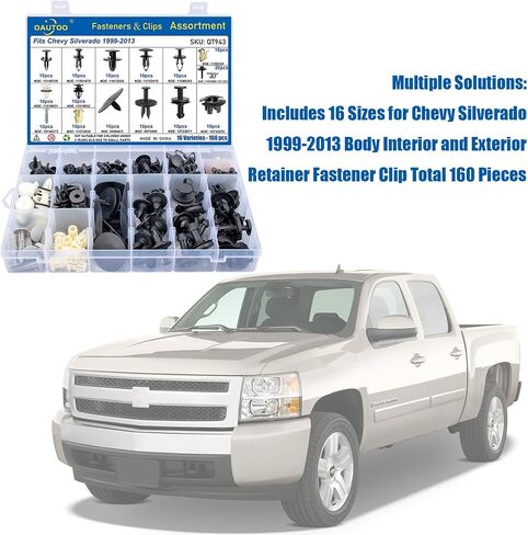 160 قطعة من OAUTOO لسيارة Chevy Silverado 1999-2013، مشبك تثبيت داخلي وخارجي للجسم، مجموعة متنوعة من غطاء المصد، بطانة بطانة الترباس، مجموعة تثبيت عاكس الهواء in Saudi Arabia