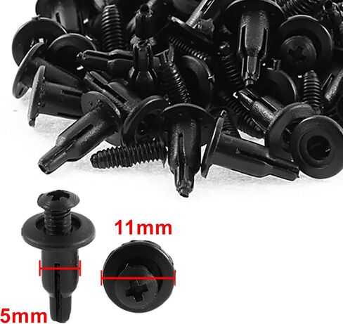 uxcell 50 Pcs 11mm x 5mm Black Plastic Rivet Bumper Lining Panel Clips for Automotive in Saudi Arabia