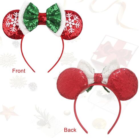 Kiddale Christmas Mouse Ear Headband for Women Girl,Peppermint Candy Glitter Hair Hoop Headwear Accessories for Christmas Party Park Trip Decorations in Saudi Arabia