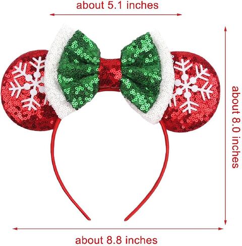 Kiddale Christmas Mouse Ear Headband for Women Girl,Peppermint Candy Glitter Hair Hoop Headwear Accessories for Christmas Party Park Trip Decorations in Saudi Arabia
