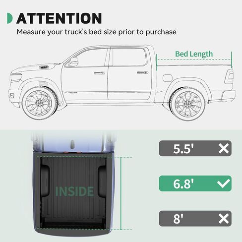 غطاء تونيو صلب ثلاثي الطي من FRP مناسب لسيارة Ford F250 F350 F-250 F-350 Superduty 1999-2025، سرير Fleetside 6.8 قدم in Kuwait