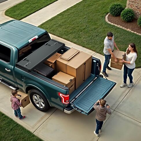 غطاء تونيو صلب ثلاثي الطي من FRP مناسب لسيارة Ford F250 F350 F-250 F-350 Superduty 1999-2025، سرير Fleetside 6.8 قدم in Kuwait