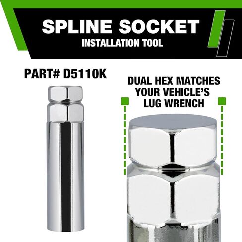 DPAccessories Lug Nuts Compatible with 2009-2014 Ford F-150 | Black Spline Style | Aftermarket Aluminum Wheels Only | Set of 24 Wheel Nuts & 1 Tool | DFOF1512A-BK/1 in Saudi Arabia