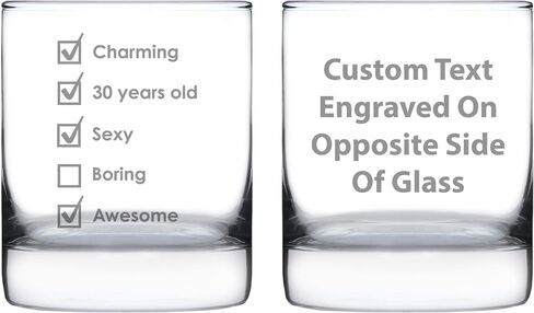 30th Birthday Checklist - Whiskey Rocks Glass Gift - Funny Bday Gifts for Women and Men Turning 30-10.25 oz Glasses in Saudi Arabia