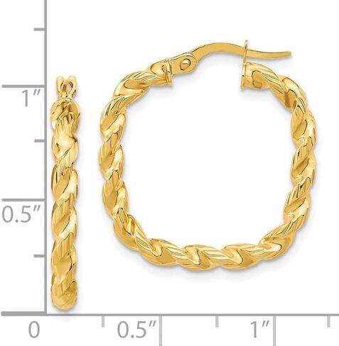 14K Yellow Gold Polished Square Twisted Hoop Earrings in Saudi Arabia