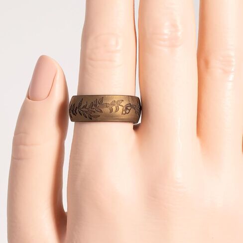 2/4/6 Packs Silicone Rings for Women – Soft & Elegant with Laser-Engraved Floral Vines. Breathable, Comfort-First Design. Stackable, Lightweight Rubber Wedding Bands & Engagement Rings. in Saudi Arabia