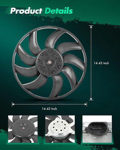 SCITOO 8K0959455F,8K0959455M Radiator Cooling Fan Compatible for 2009-2016 for A4 2.0L 2009-2016 for A4 Quattro 2.0L 2009 for A4 Quattro 3.2L 2010-2014 for A5 2.0L in Saudi Arabia