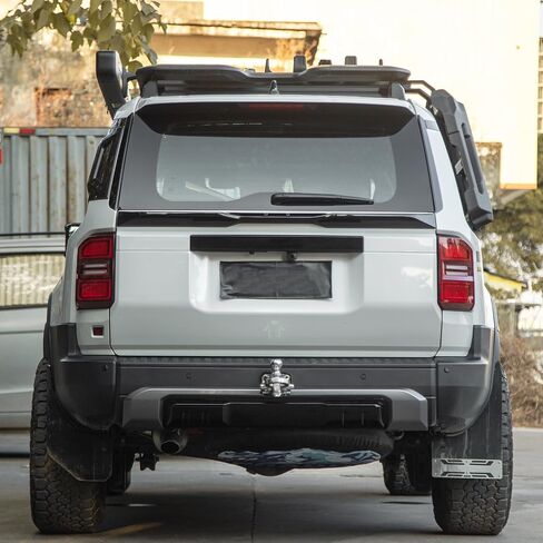 جناح مركز MC لـ 2024 2025 Toyota Land Cruiser 250&1958 Prado LC250 غطاء ديكور خلفي خاص طقم هيكل صندوق السيارة الخارجي للطرق الوعرة أسود ملحقات ضبط الضبط (الحديدية) in Kuwait