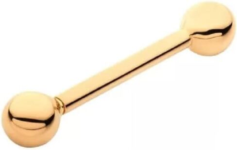 Pierced Owl 14kt Yellow Gold 14GA 1/2" Internally Threaded Straight Barbell with 4mm Balls in Saudi Arabia