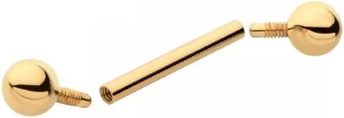 Pierced Owl 14kt Yellow Gold 14GA 1/2" Internally Threaded Straight Barbell with 4mm Balls in Saudi Arabia
