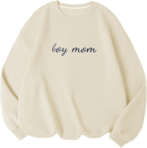Boy Mom Embroidered Sweatshirt Mama Sweatshirts for Women Mama Life Casual Crewneck Hoodies Oversized Pullover Top in Saudi Arabia