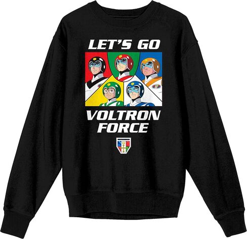 سويت شيرت Bioworld Voltron Let's Go Voltron Force برقبة دائرية وأكمام طويلة أسود للجنسين in Saudi Arabia