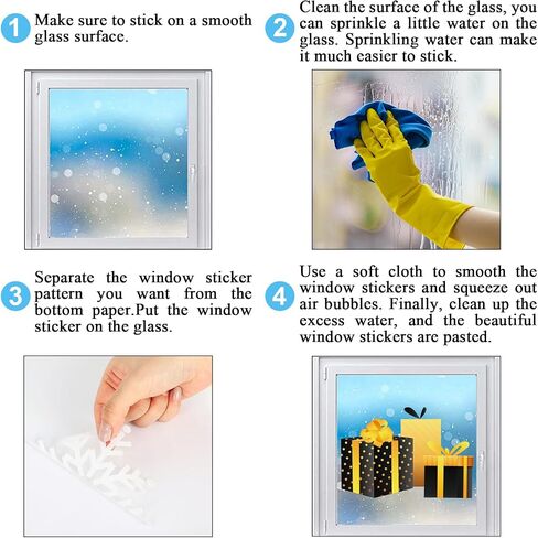 Whaline 6 Sheets New Year Window Clings New Years Eve Window Decal Champagne Firework Double-Sided Golden Yellow Window Stickers Reusable for Home School Office Decor in Saudi Arabia