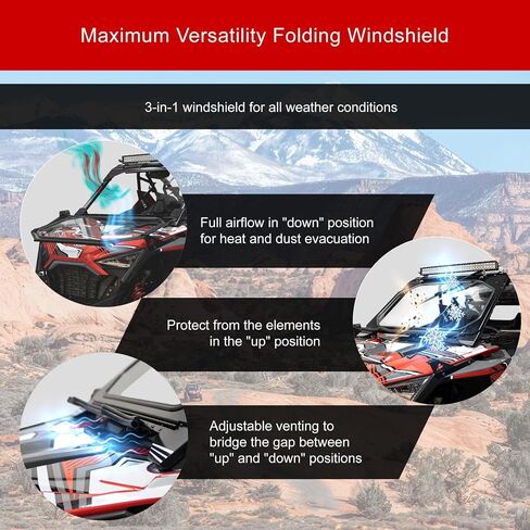 Tusk UTV Folding Glass Windshield with 18" Windshield Wiper Compatible with Polaris RZR Pro XP/Pro XP 4 2020-2024 in Saudi Arabia
