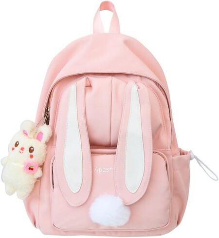 Kawaii Bunny Ear Backpack for Girls Teen Women School Daypack for Travel Bookbag with Cute Pendant (Pink) in Kuwait